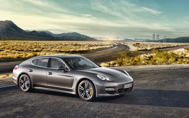 Silver sports car desert mountains #4 free wallpaper - medium preview image