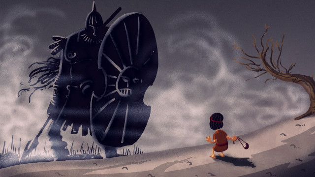 Cartoon person giant clock storybook free wallpaper - medium preview image
