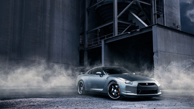 Silver sports car silo smoke free wallpaper - medium preview image