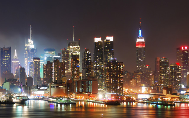 City skyline night lights ferris #2 free wallpaper for desktop - medium preview image