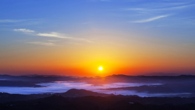Sunset mountain range clouds hills #6 free wallpaper - medium preview image