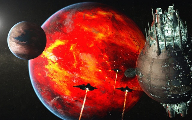 Red planet ships space station free wallpaper - medium preview image