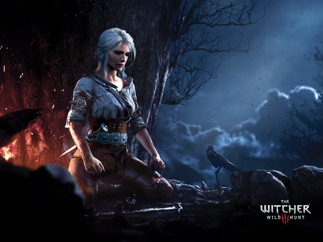 Woman knife dark forest crow free wallpaper - medium preview image