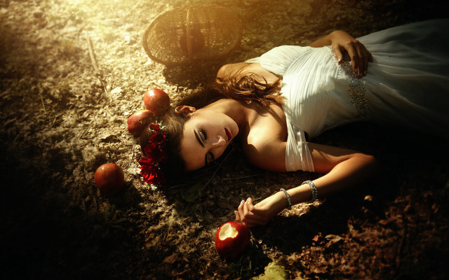 Woman apples flower sun gothic free wallpaper - medium preview image