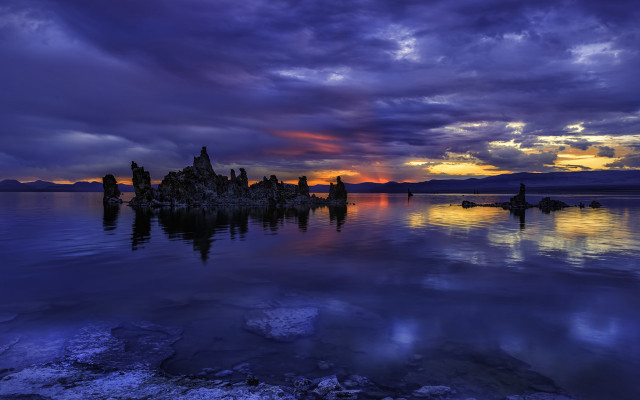 Lake castle sunset clouds boat free wallpaper - medium preview image