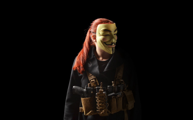 Woman mask gun dystopian armor free wallpaper - medium preview image