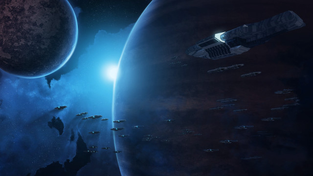 Space station ship planet moon free wallpaper - medium preview image
