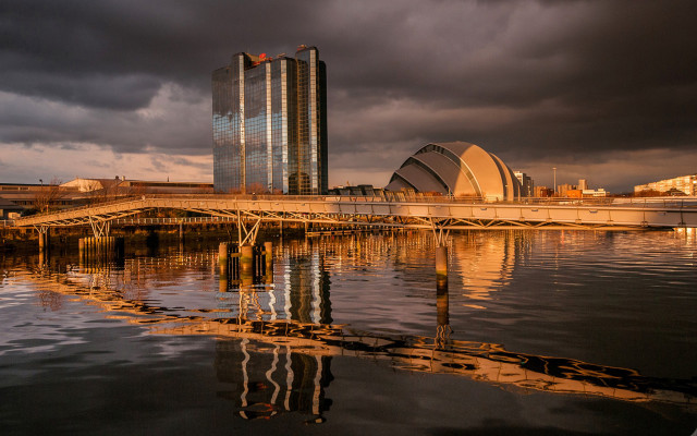 Bridge water building clouds cityscape free wallpaper - medium preview image