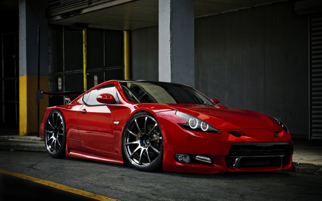 Red sports car yellow stripe #2 free wallpaper - medium preview image