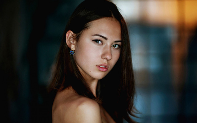 Woman longhair ears serious portrait free wallpaper - medium preview image