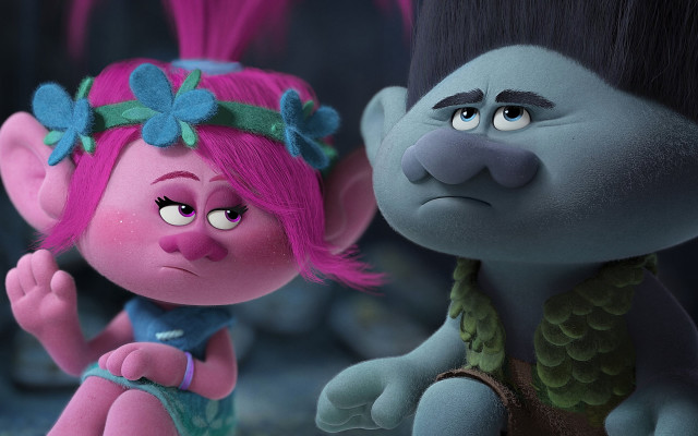 Cartoon pinkhair blueDress troll greenDress free wallpaper - medium preview image