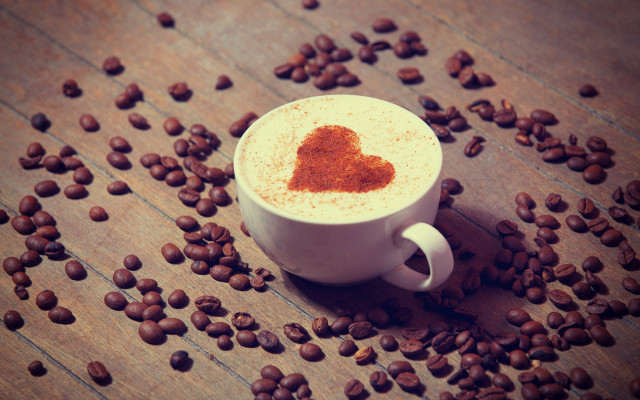 Coffee heart coffee beans wooden #2 free wallpaper - medium preview image