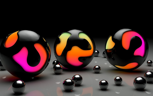 Colored balls black background raytraced free wallpaper - medium preview image