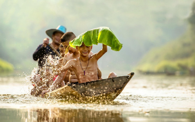River boat banana outdoors sunset free wallpaper - medium preview image