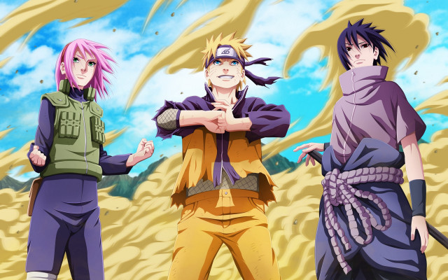 Anime characters mountain sky clouds #2 free wallpaper - medium preview image