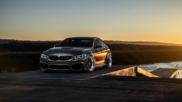 Bmw car ramp water sunset free wallpaper - medium preview image