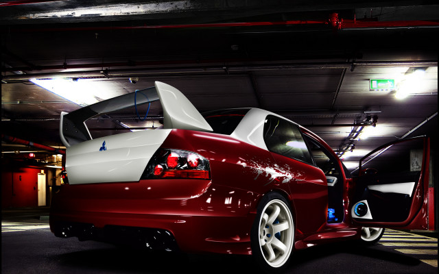 Red car trunk open parking free wallpaper - medium preview image