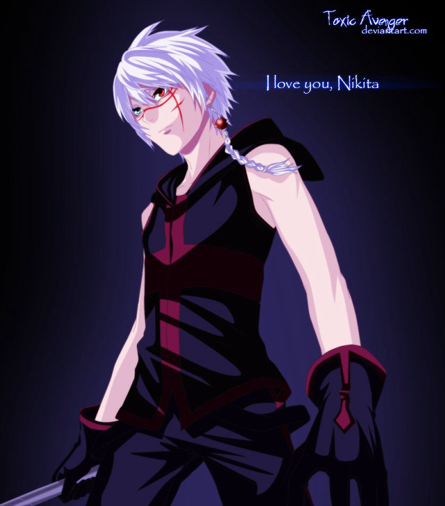 Man white hair glasses sword free wallpaper - medium preview image