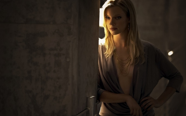 Woman doorway serious blonde jewelry free wallpaper - medium preview image
