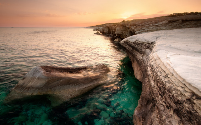 Boat cliff beach rock formation free wallpaper - medium preview image