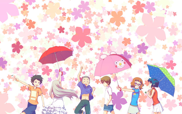 Umbrella flower hanami spring group free wallpaper - medium preview image