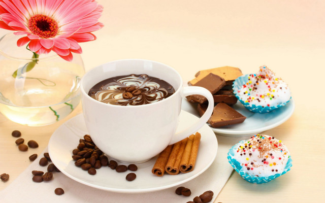 Coffee cookies flower vase water free wallpaper - medium preview image