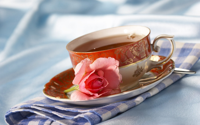 Tea rose saucer napkin rococo free wallpaper - medium preview image