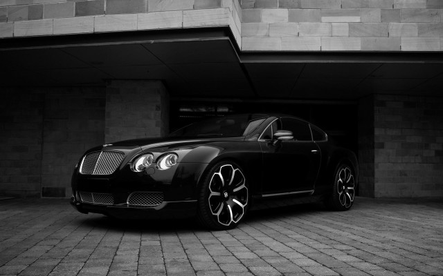 Black bentley parking garage monochrome free wallpaper - medium preview image