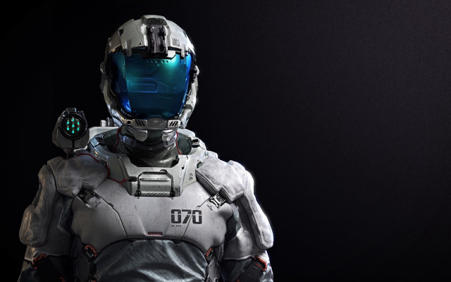 Futuristic suit helmet gun space free wallpaper - medium preview image
