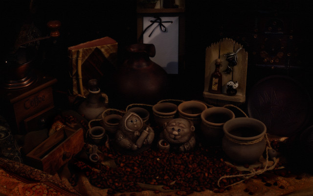 Table pots dark room clock free wallpaper - medium preview image