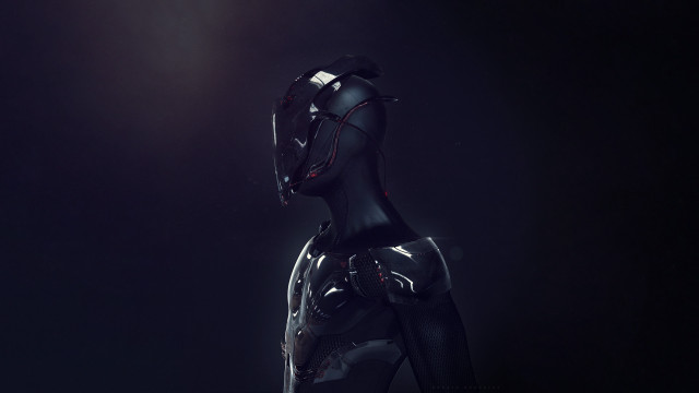 Black robot red light afrofuturism #2 free wallpaper - medium preview image
