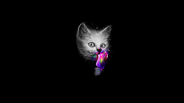 Cat purple bow psychedelic digital free wallpaper - medium preview image