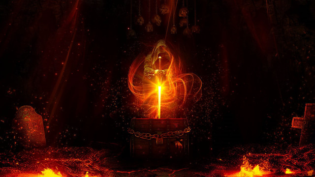 Glowing candle dark room fire free wallpaper - medium preview image