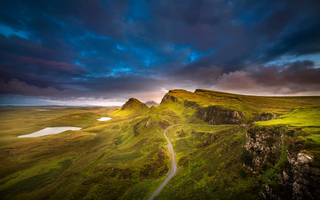 Mountain road lake nature sunset free wallpaper - medium preview image