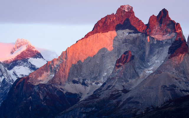 Mountain range pink sky snow free wallpaper - medium preview image