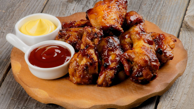 Chicken wings dipping sauces wooden free wallpaper - medium preview image