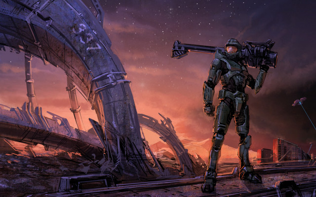 Sci fi character futuristic city free wallpaper - medium preview image