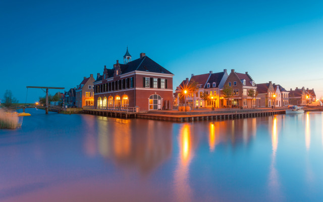 Water cityscape pagoda bridge sunset free wallpaper - medium preview image