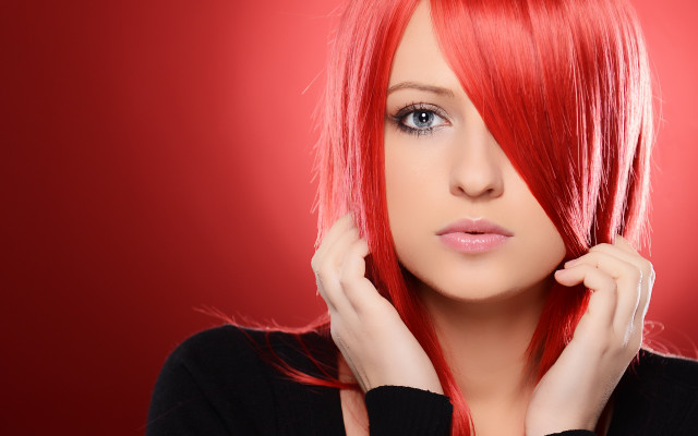 1girl redhair longhair haircoveringeye looking free wallpaper for desktop - medium preview image