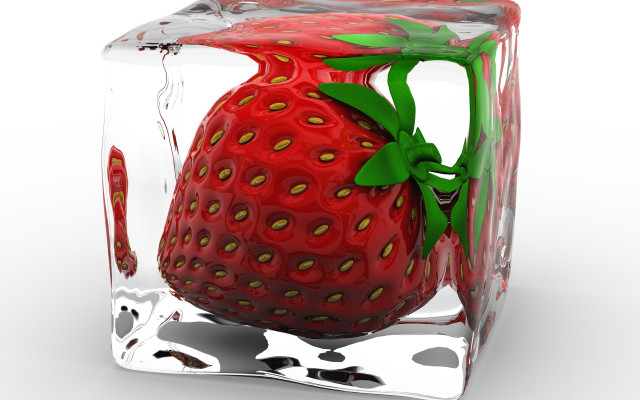 Glass box strawberry green ribbon free wallpaper - medium preview image