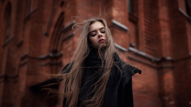 Woman long hair clock tower free wallpaper - medium preview image