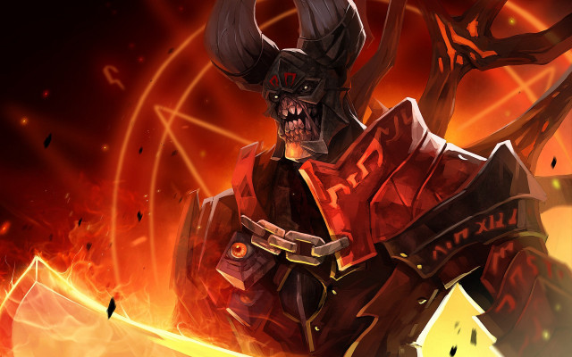 Demonic horned red outfit sword free wallpaper - medium preview image