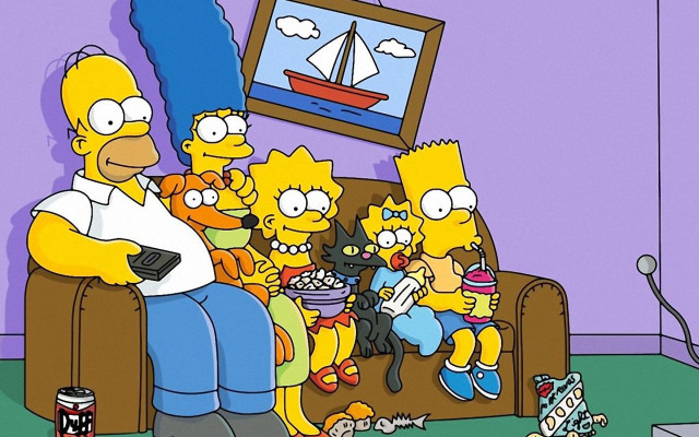 Man couch simpsons characters living free wallpaper - medium preview image