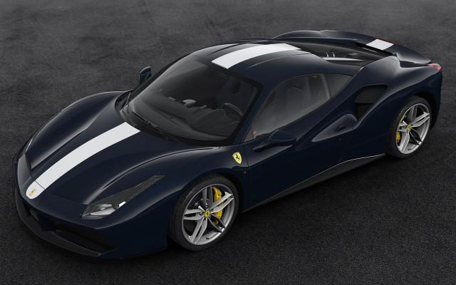 Blue sports car white stripe free wallpaper - medium preview image