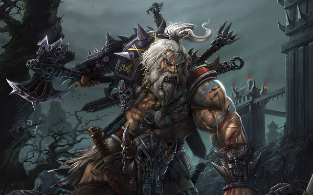 Bearded man demon sword epic free wallpaper - medium preview image