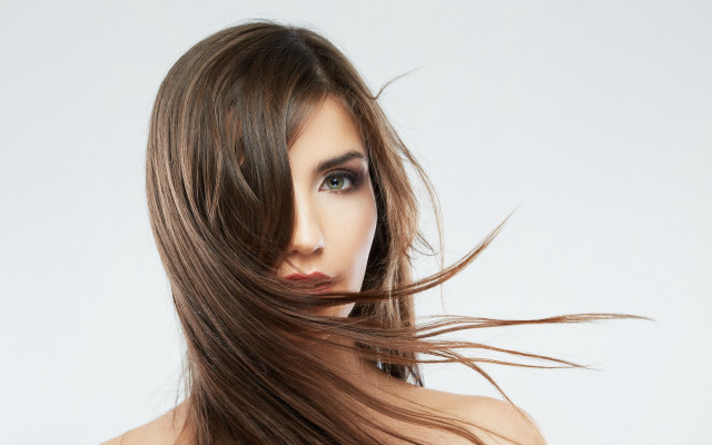 Woman blowing hair blue eyes #3 free wallpaper - medium preview image