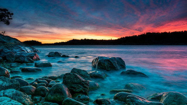 Sunset rocky beach mystical colors #5 free wallpaper - medium preview image