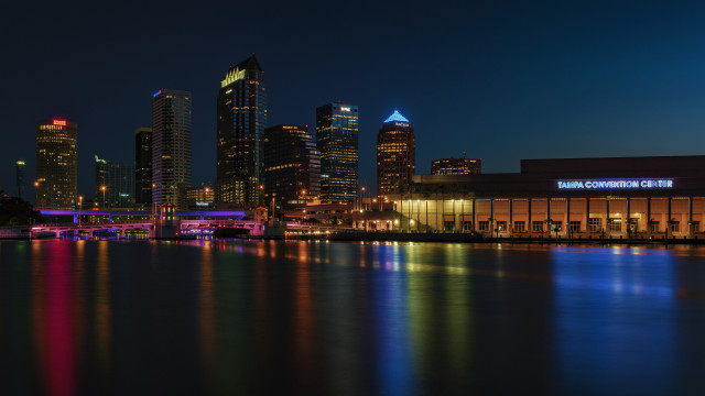 City skyline night lit bridge #2 free wallpaper - medium preview image