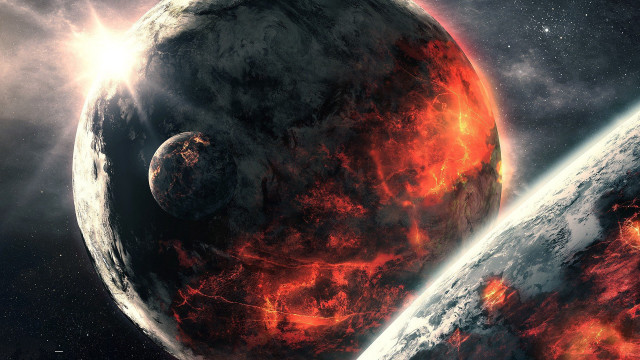 Space planet star burst matte free wallpaper - medium preview image