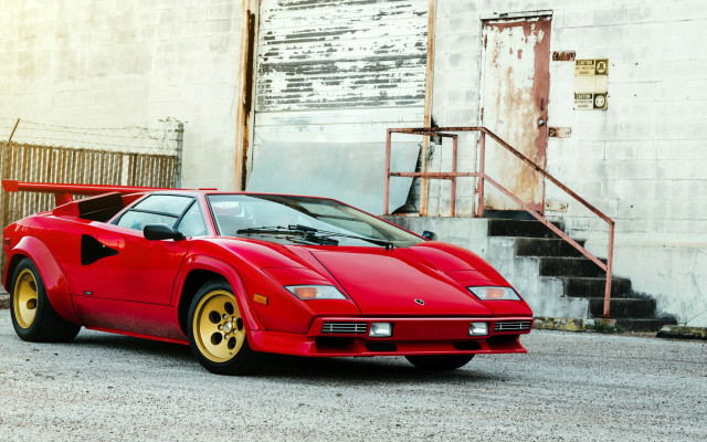 Red sports car building staircase #2 free wallpaper - medium preview image
